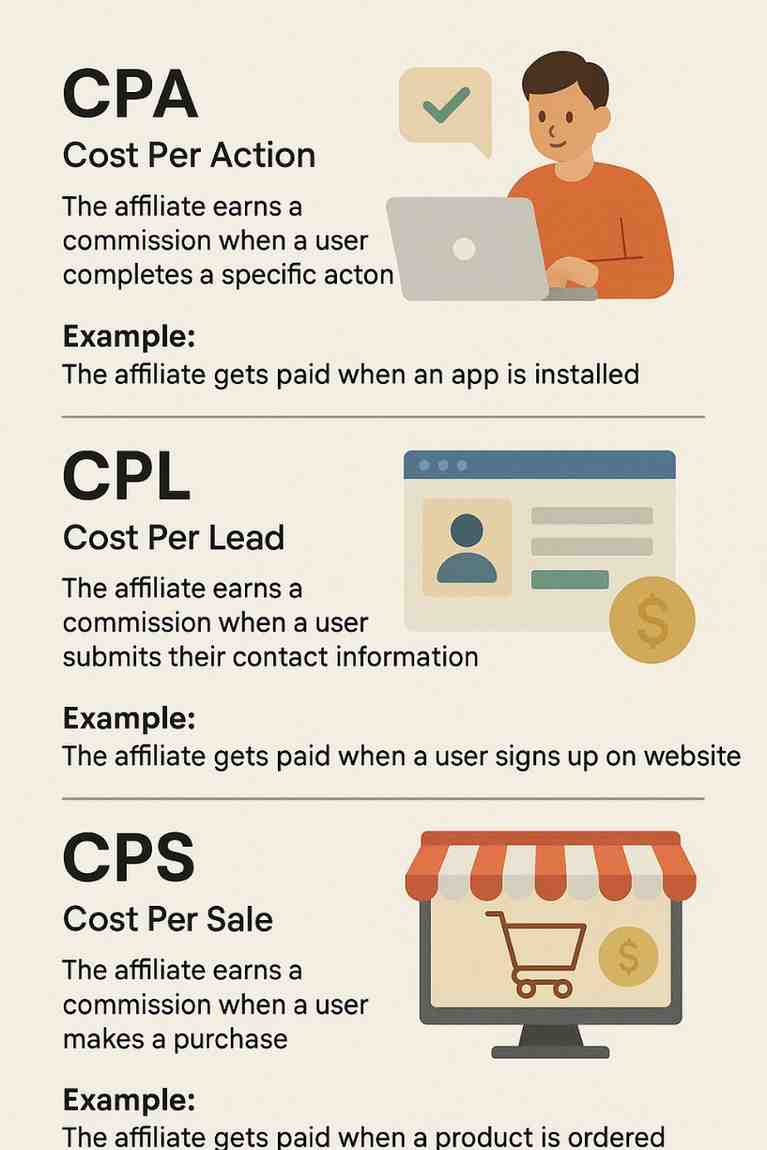 Define CPA, CPL, and CPS in Affiliate Marketing with Examples